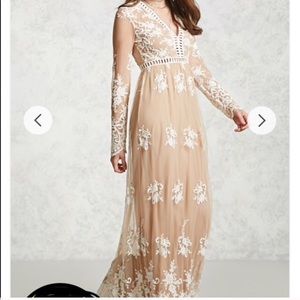 forever maxi nude and white lace dress NEVER WORN